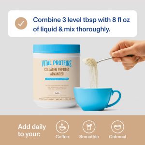 Vanilla Collagen Peptides Advanced – with Hyaluronic Acid u0026 Vitamin C – 21oz